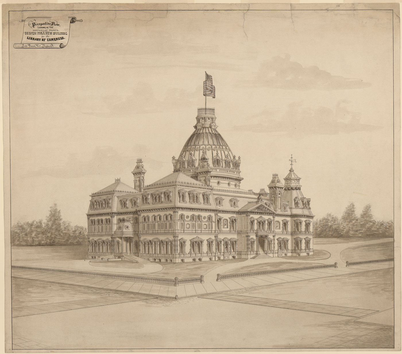 Competition entry for the Library of Congress by Leon Beaver, 1873. Library of Congress, Prints and Photographs Division, LC-DIG-ppmsca-31512.