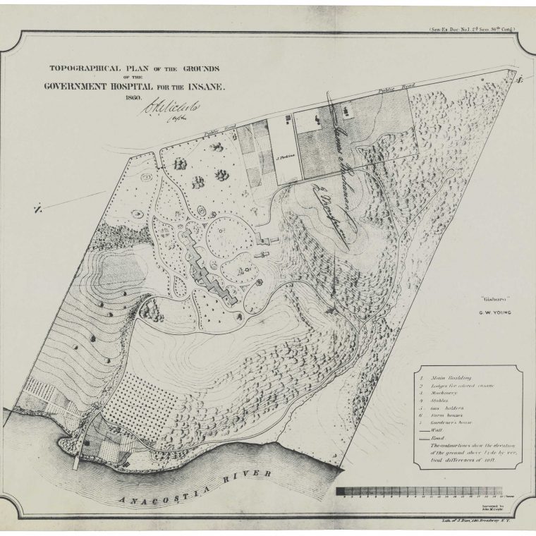 Topographical Plan of the Grounds, from the Annual Report, 1860. Courtesy Library of Congress, American Architectural Foundation Collection 