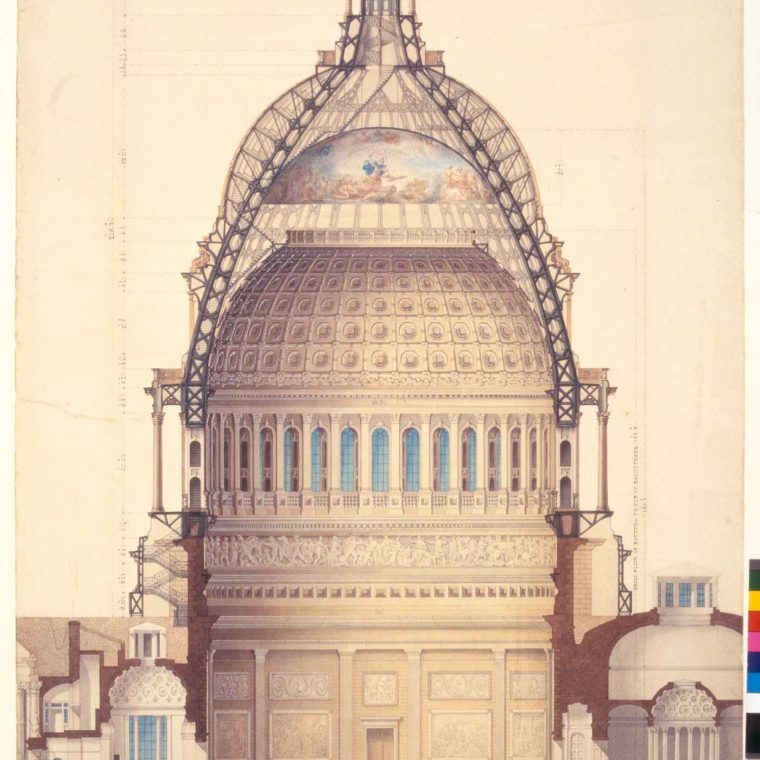 Section through Dome of U.S. Capitol. Architect of the Capitol Thomas U. Walter, 1855. Courtesy Library of Congress, Prints and Photographs Division. 