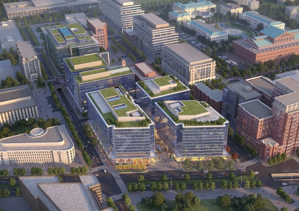 Rendering of the Capitol Crossing project looking south; image courtesy of Property Group Partners. 