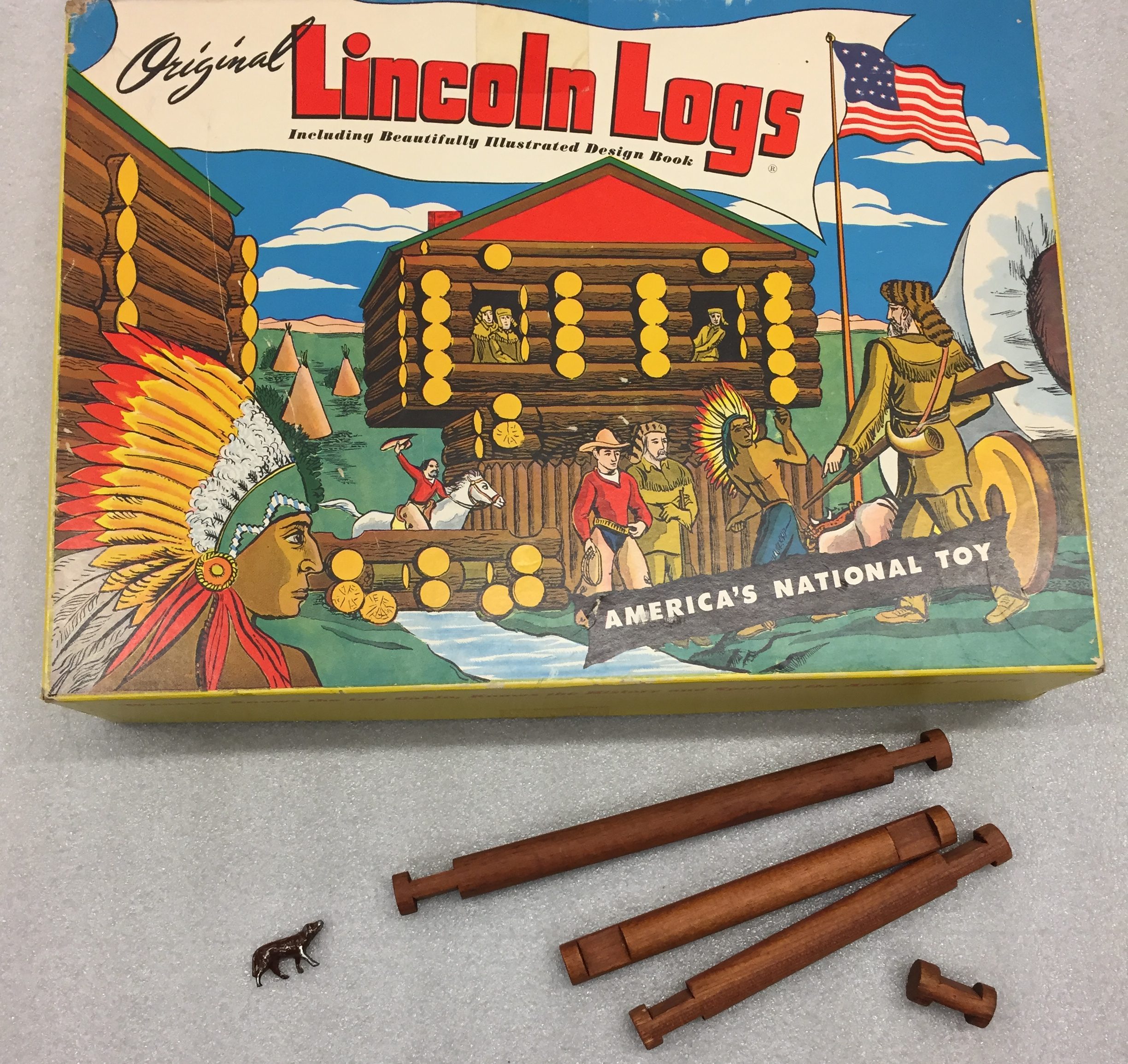 Original Lincoln Logs close-up; Architectural Toy Collection