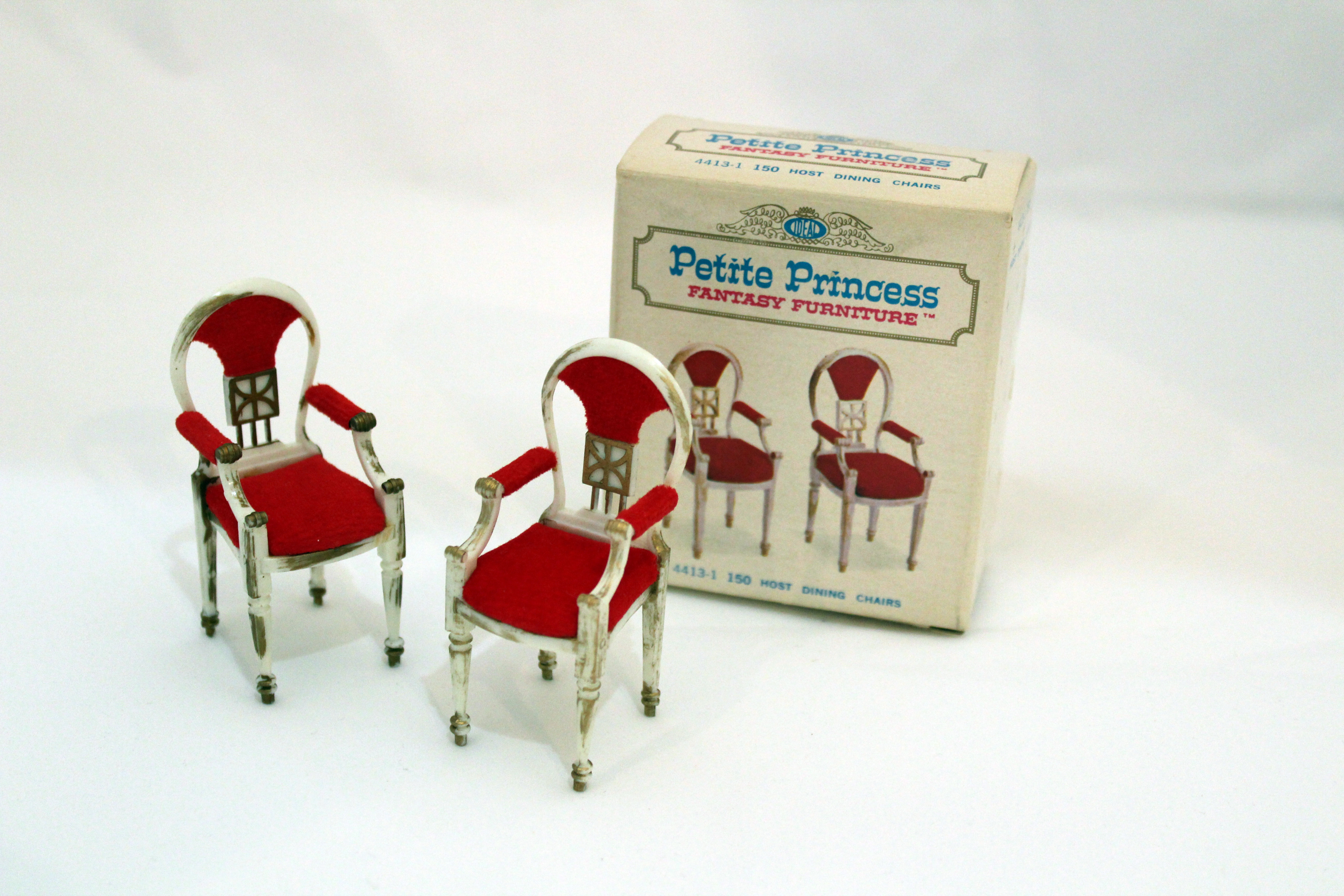 IDEAL Petite Princess Fantasy Doll Furniture Guest Dining Chair White Red Seat 