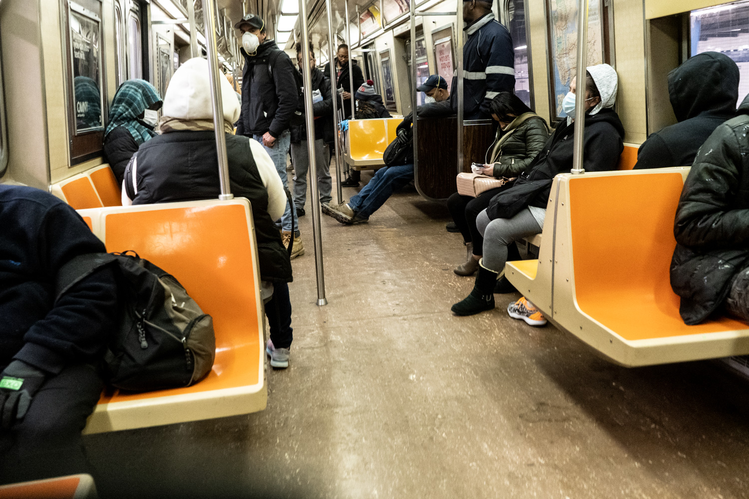 March 25, 2020: Riding the A train at Broadway Junction subway station, Brooklyn, New York. © Camilo José Vergara