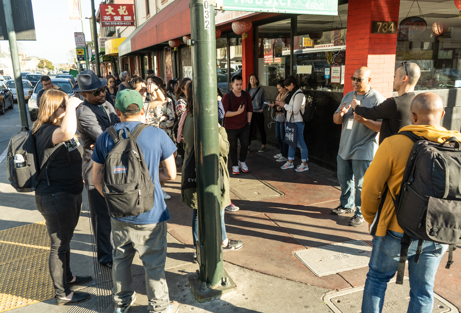 March 11, 2020: Guided tour of Chinatown outside Huangcheng Noodle House, 734 Webster Street, Oakland, California. © Camilo José Vergara