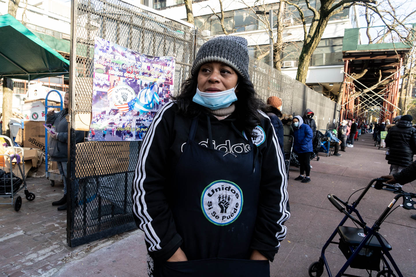 November 24, 2020: Elva Guevara, executive director of United Yes We Can food pantry. 221 East 122nd Street, Harlem, New York, New York. © Camilo José Vergara