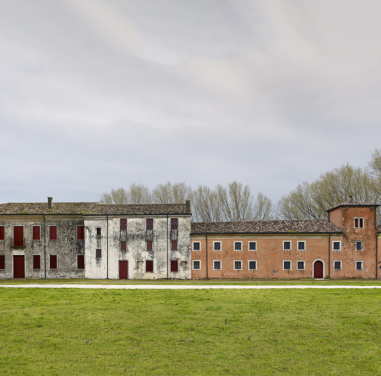 Agricultural buildings, springtime, Orgiano, Vicenza Province, Italy. © Alan Karchmer. 