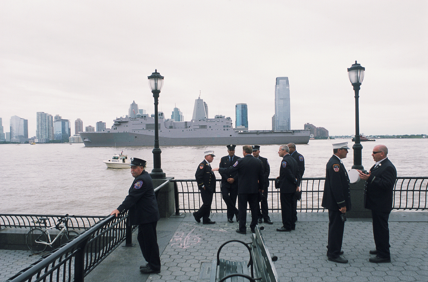 View west to Jersey City from Battery Park City, New York, New York; September 11, 2011.